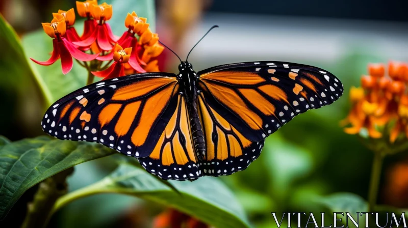 Monarch Butterfly on Milkweed Plant AI Image