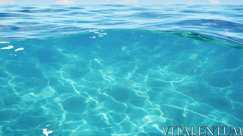Oceanic Split: Surface & Underwater Harmony AI Image