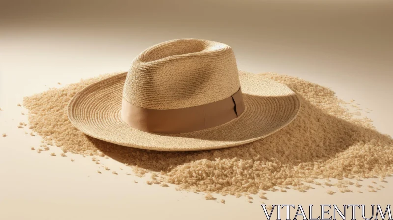 AI ART Straw Hat on Sand Dune - Serene 3D Rendering