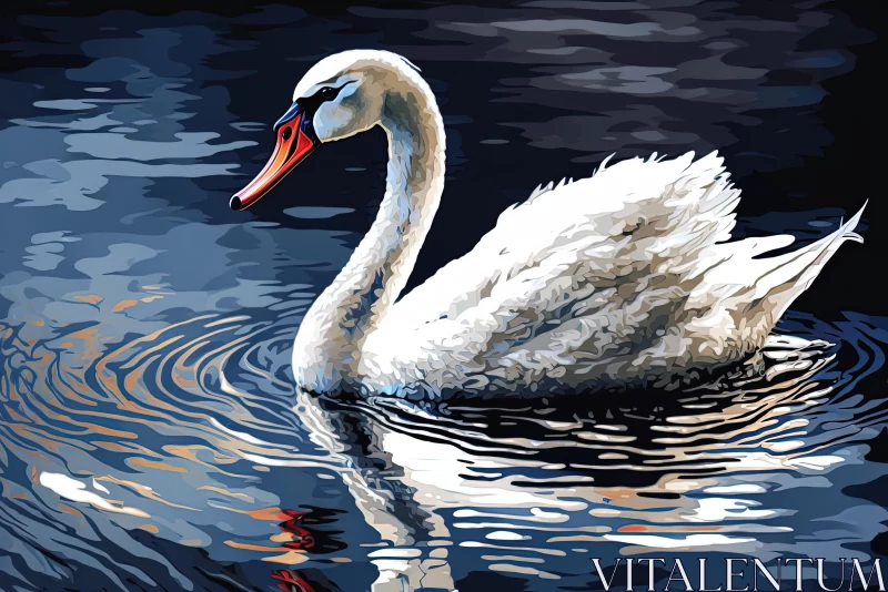 White Swan Painting | Modern Impressionism | Vector Art AI Image