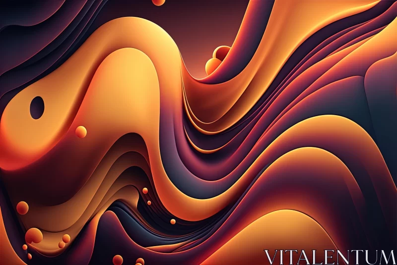 Abstract Wave Image in Dark Orange and Purple AI Image