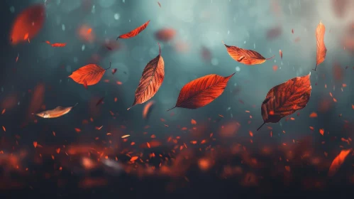 Autumn Serenity: Beautiful Red Leaf Falling