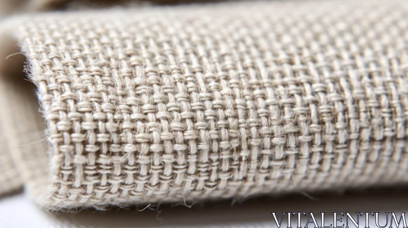 Beige Linen Fabric Close-up AI Image
