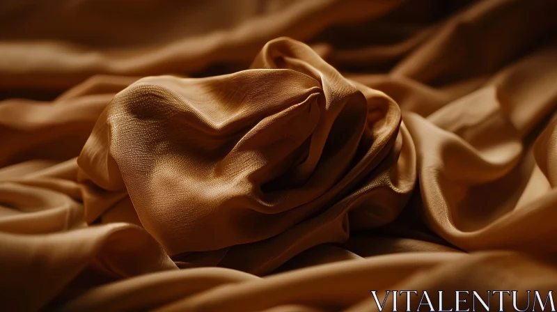 Brown Silk Fabric Texture Close-Up AI Image