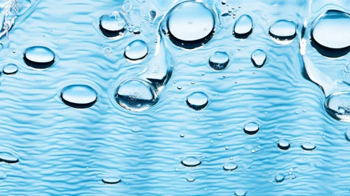 Close-up Water Bubbles on Blue Background