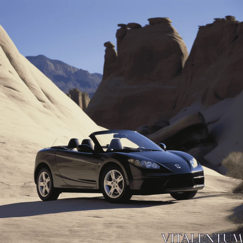 Dark Black Car on Dirt in Desert - Canon Sure Shot AF-7S - Windows XP AI Image