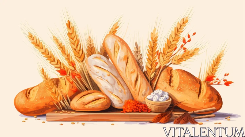 AI ART Delicious Bread Still Life Composition