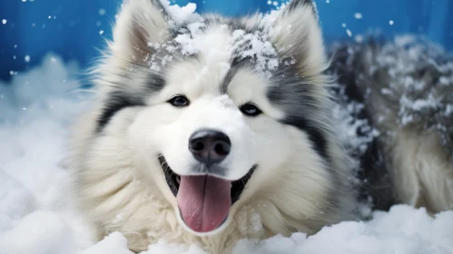 Siberian Husky Portrait in Snow | Blue Eyes | Winter Scene