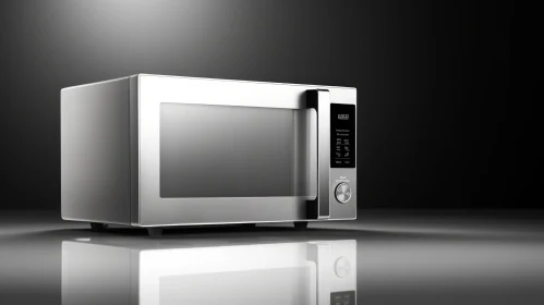 Silver Microwave Oven - Modern Design 3D Rendering