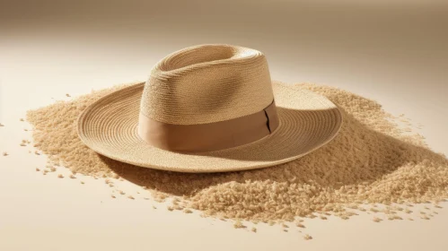 Straw Hat on Sand Dune - Serene 3D Rendering