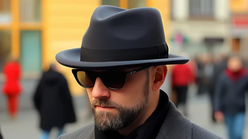 Stylish Man in Black Hat and Sunglasses