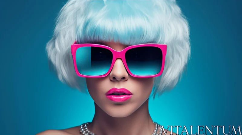 AI ART Stylish Woman in Pink Sunglasses - Fashion Portrait