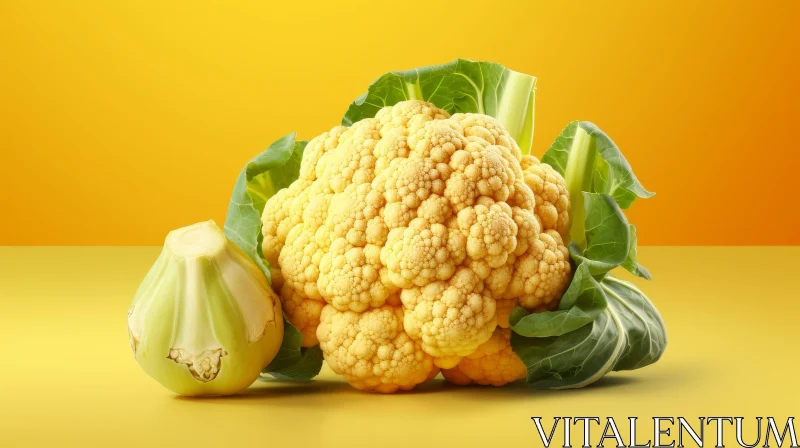 AI ART Yellow Cauliflower Close-Up Image