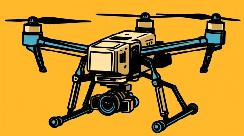Hexacopter Drone Illustration in Flight