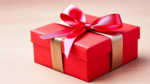 Red Gift Box with Gold Ribbon - Festive Image
