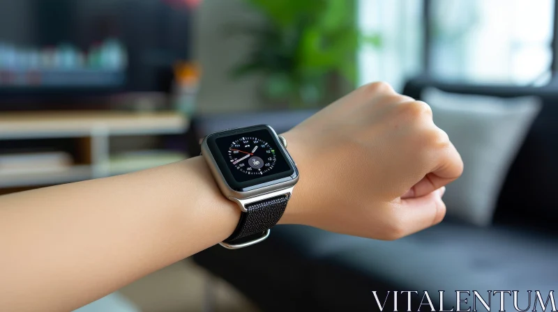 AI ART Black Apple Watch 10:08 Time Display - Technology Image