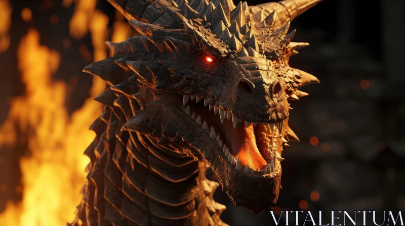 AI ART Black Dragon 3D Rendering in Fiery Environment