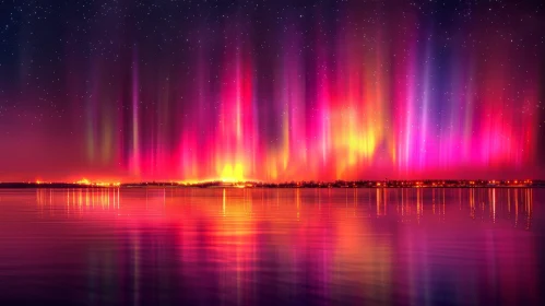 Enchanting Aurora Borealis Night Sky Reflection in Finland