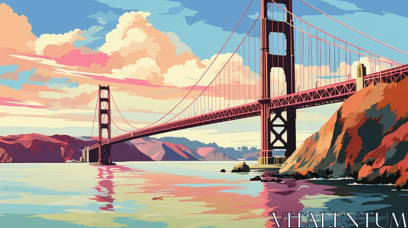 AI ART Golden Gate Bridge Digital Painting - Impressionist Style