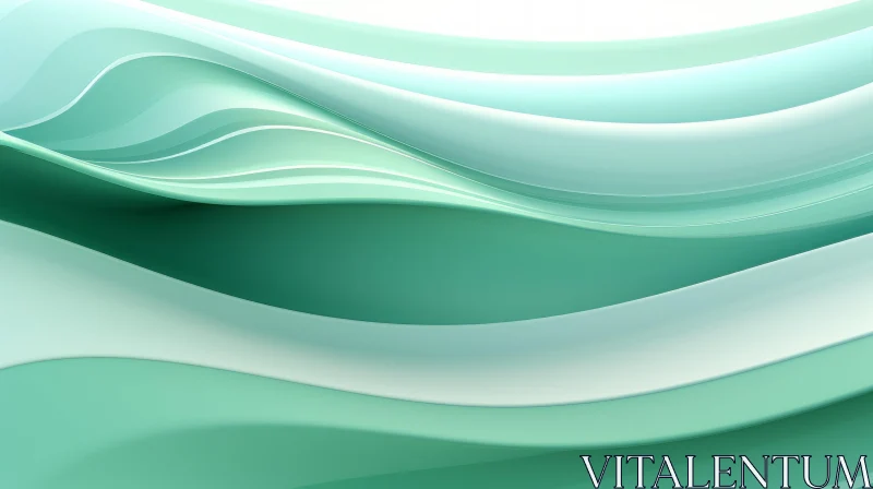 AI ART Green and White Abstract Gradient Waves Background