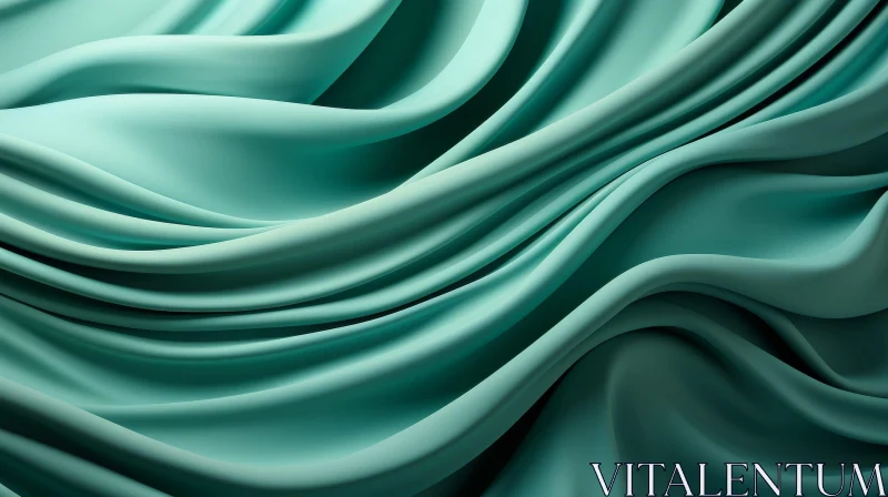 Luxurious Green Silk Fabric Close-Up AI Image