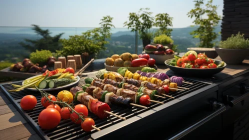 Scenic Barbecue Grill: Delicious Food with Mountain View