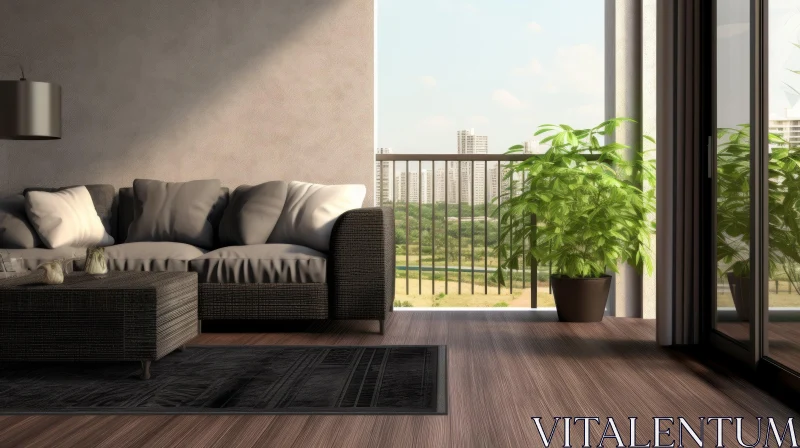 AI ART Spacious Modern Living Room with City View