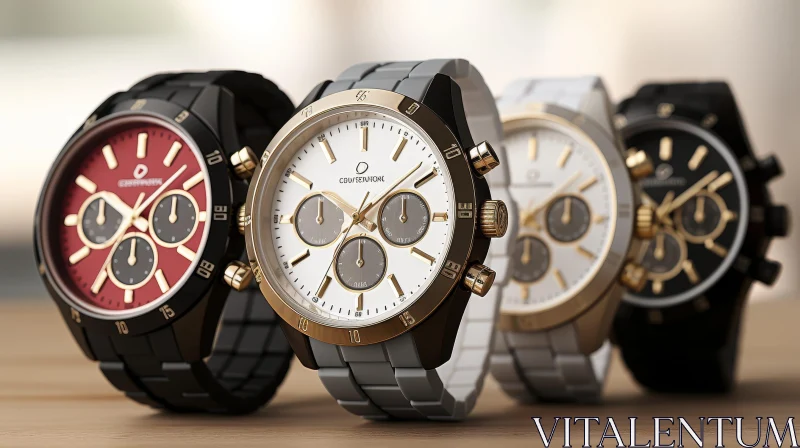 Three Black Wristwatches Product Shot AI Image