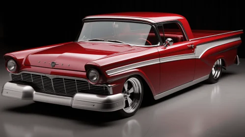 Vintage Red and White Pickup: A Hyper-Realistic Portraiture