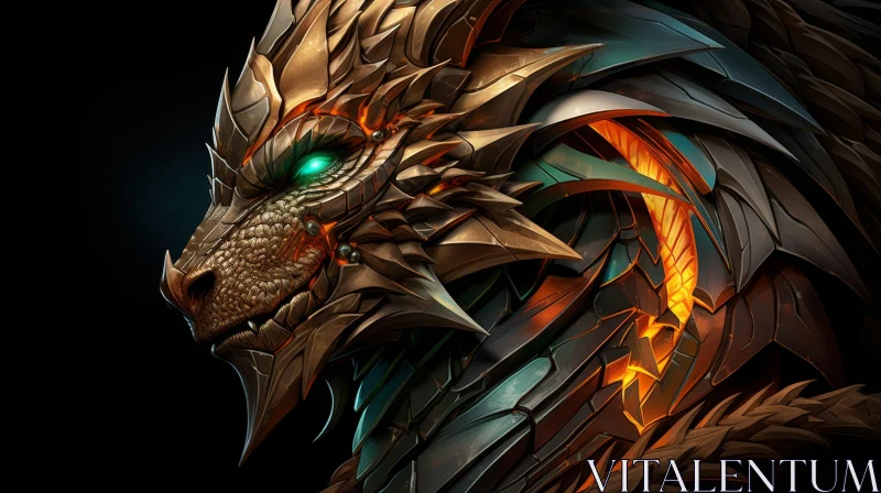 AI ART Dragon Head Profile - Digital Art