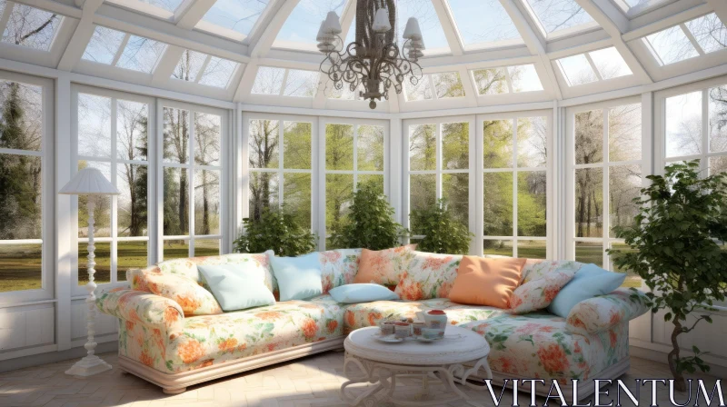 Elegant Sunlit Classic Living Room AI Image