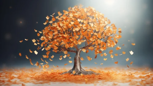 Enchanting Tree with Orange Butterfly Leaves