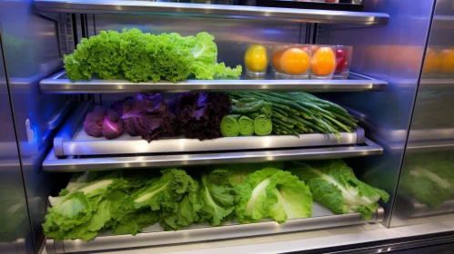 Fresh Vegetable and Fruit Display in Modern Refrigerator