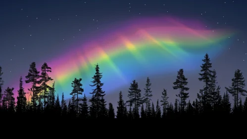 Night Sky Rainbow and Stars Landscape