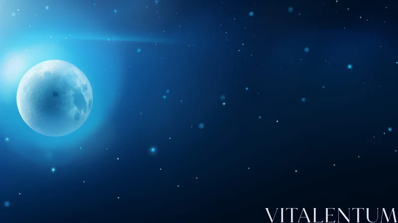 AI ART Night Sky with Full Moon and Stars