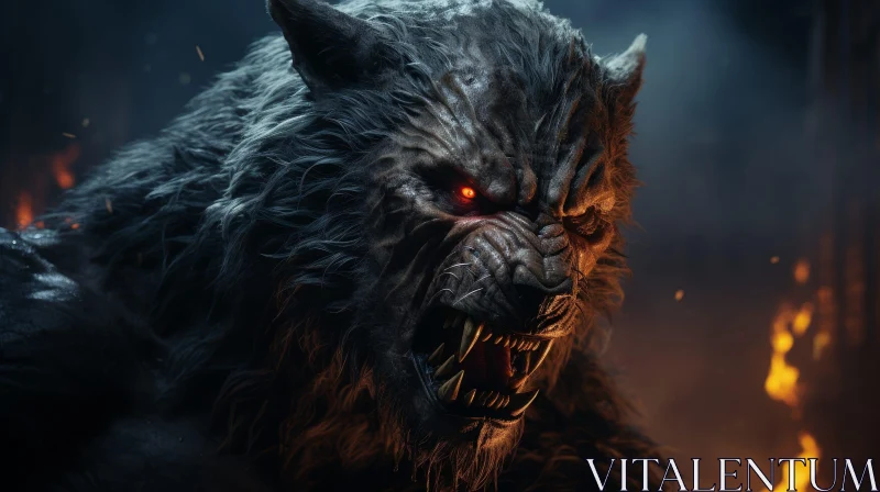 AI ART Sinister Werewolf Portrait - Dark and Moody Image