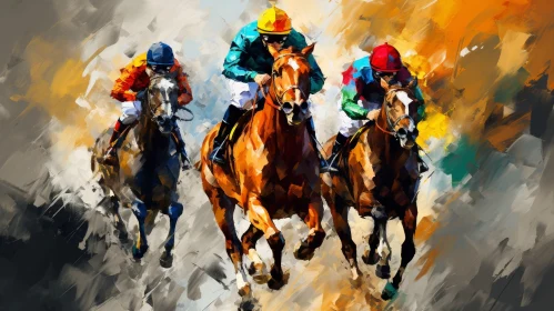 Thrilling Horse Race Painting