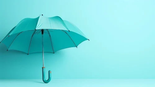 Blue Umbrella 3D Rendering on Solid Background