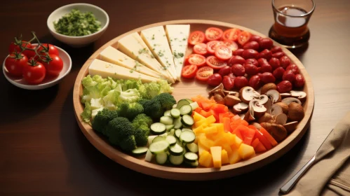 Colorful Food Platter on Wooden Plate