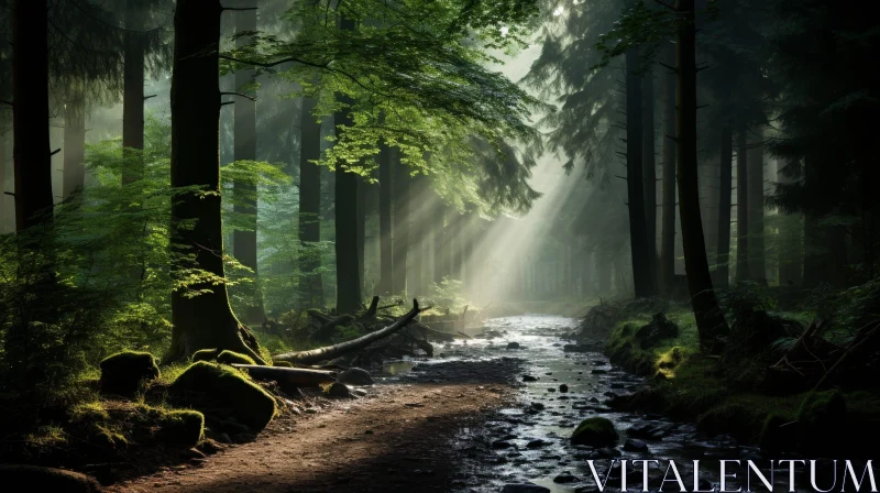 Enchanting Forest River Scene AI Image