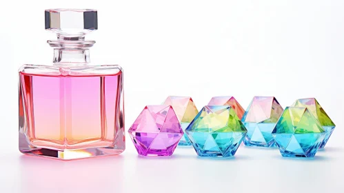 Glass Perfume Bottle with Colorful Gems