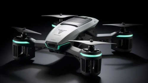 Modern Drone with Green Lights | Aerial Photography Technology