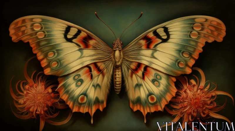 Beautiful Butterfly and Flower Painting in Realistic Style AI Image