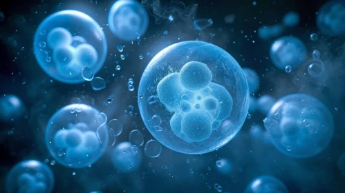Blue Cells 3D Rendering - Scientific Image