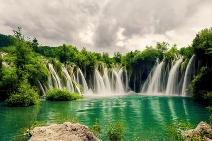 Breathtaking Waterfall in Plitvice Lakes National Park - Ultra HD Image