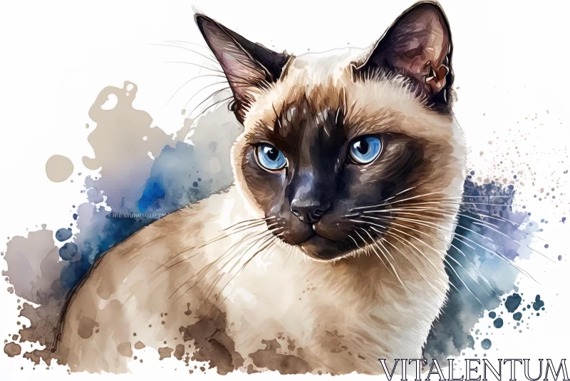 Captivating Watercolor Design of Siamese Cat | Photorealistic Accuracy AI Image