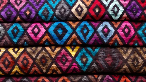 Colorful Geometric Woven Fabrics Stack