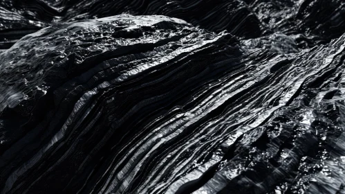 Enigmatic Dark Abstract Landscape with Black Rocks