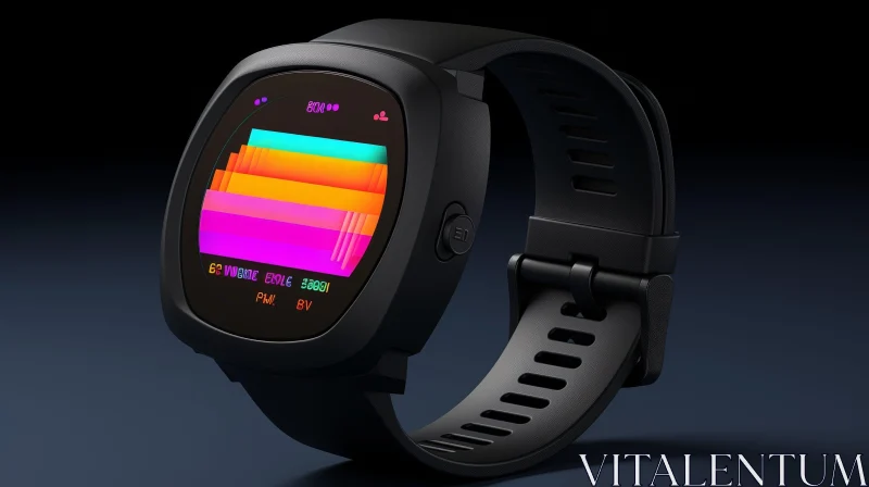 AI ART Futuristic Smartwatch with Colorful Screen