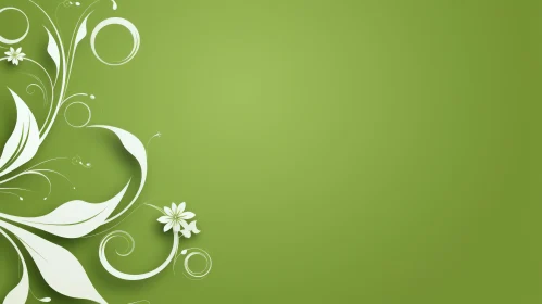 Green Background with White Floral Pattern